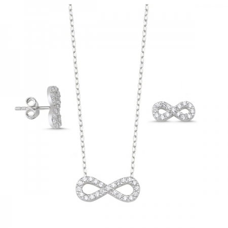 Set argint 925 rodiat cu simbolul infinit si zirconii albe - Infinite You STU0008 [0]